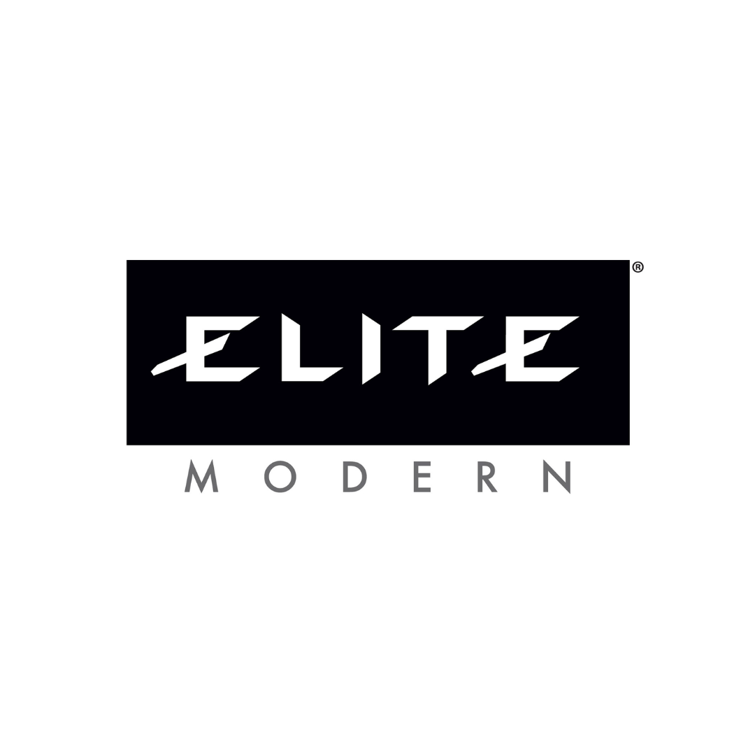 Elite Modern logo in black and white.