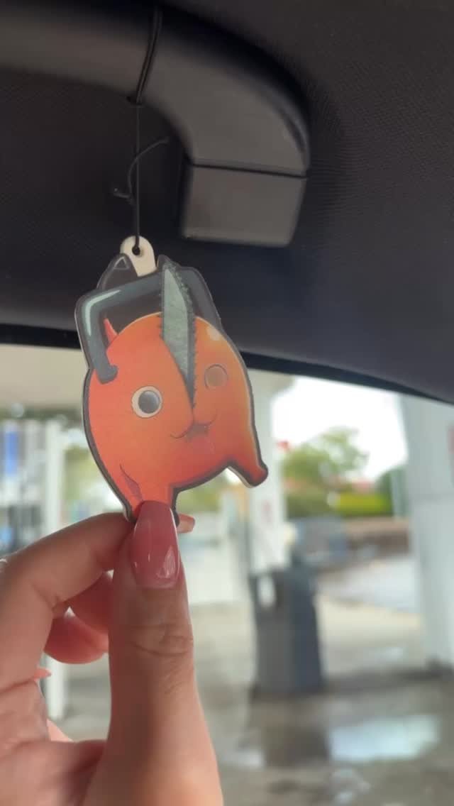 Our holographic air fresheners 🫶🏻🧡 #chainsawman #pochita