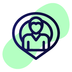 Een pictogram van een persoon met een hart eromheen