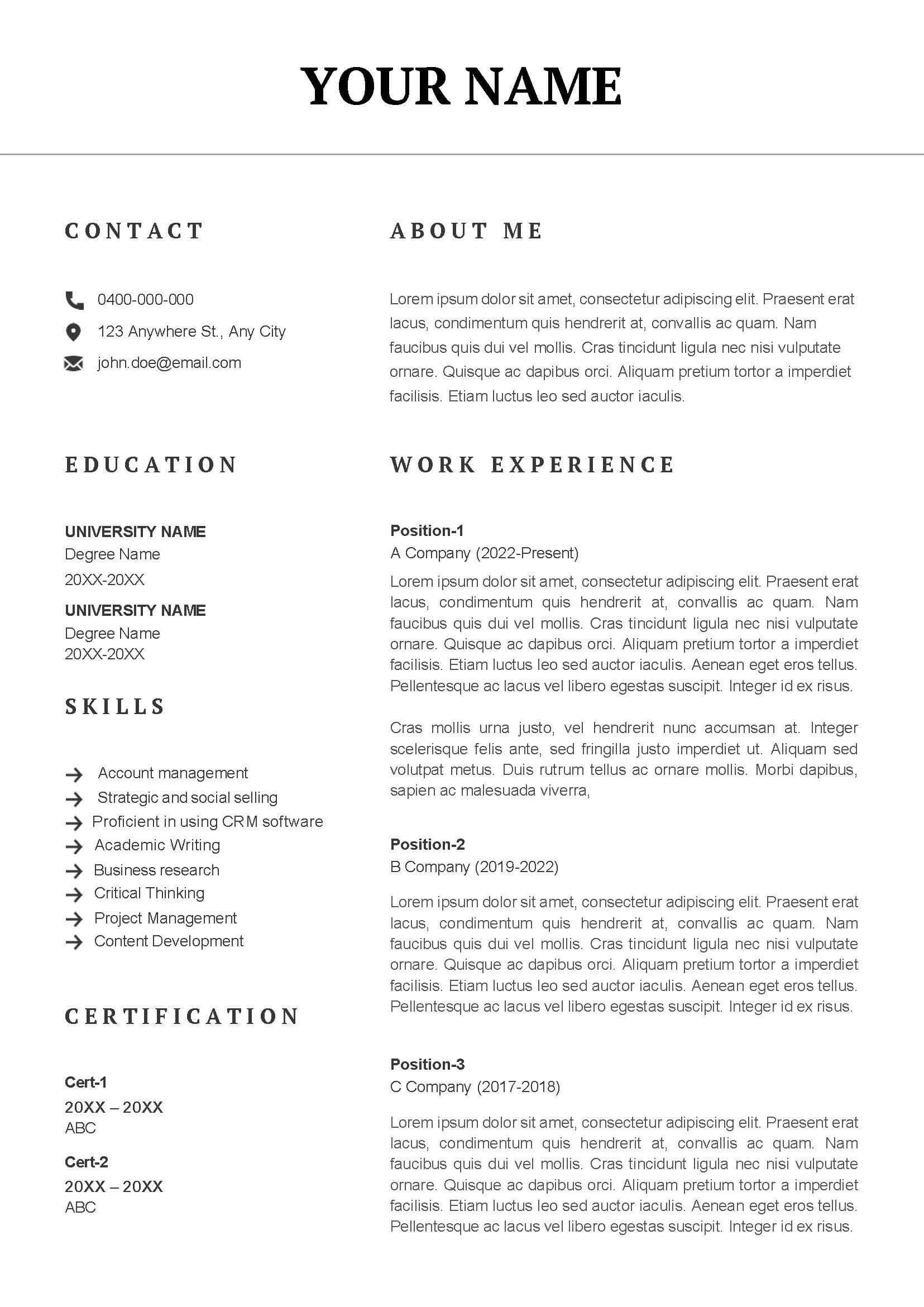 resume template Recruitment Agency In Sydney Australia