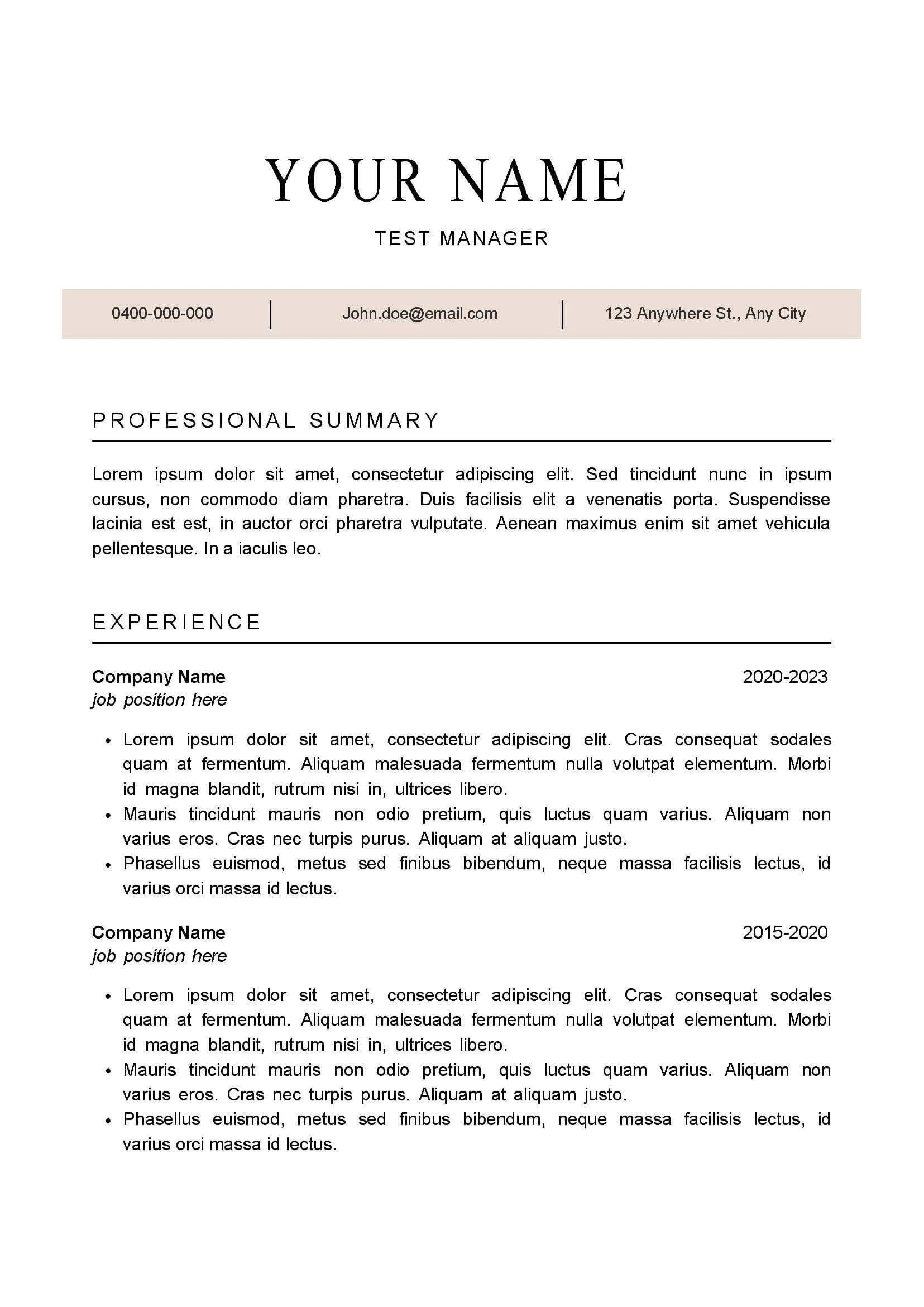 resume template Recruitment Agency In Sydney Australia