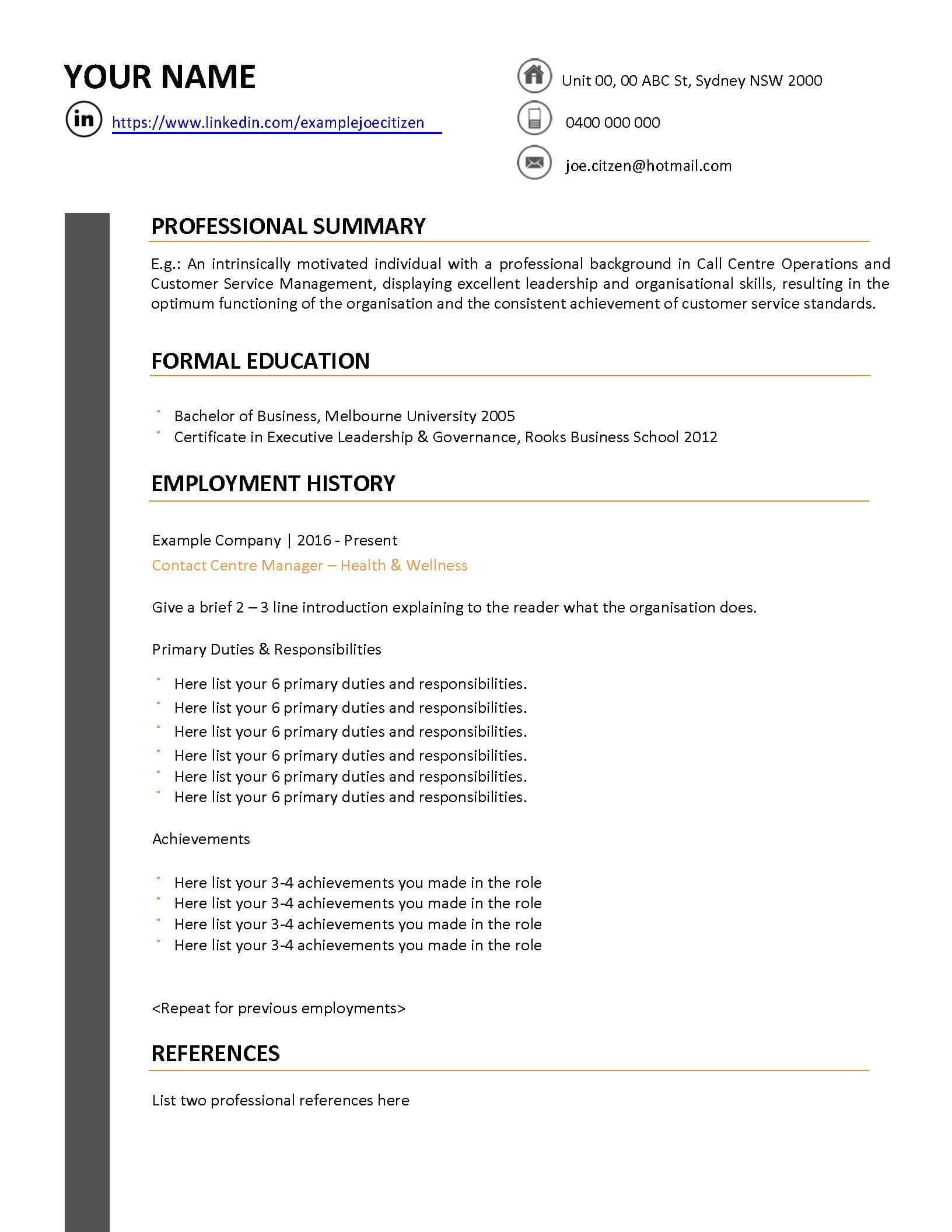 resume template Recruitment Agency In Sydney Australia