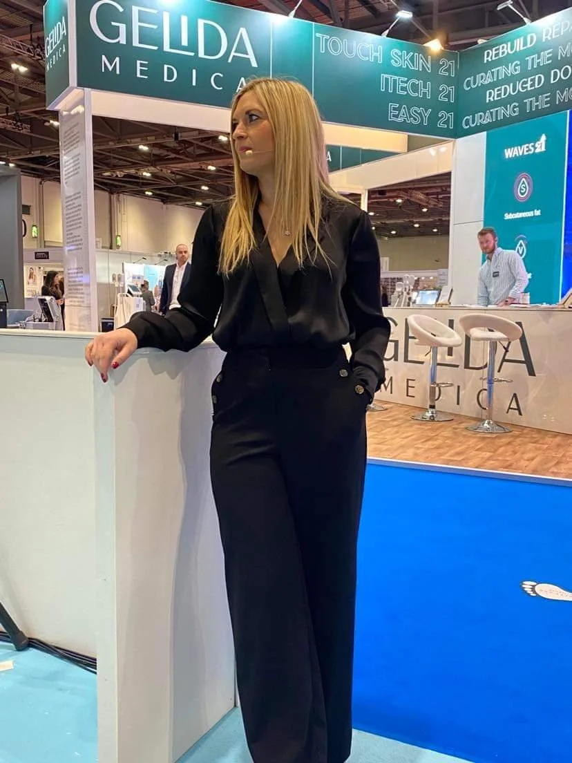 Jody Adele Taylor at a trade show.