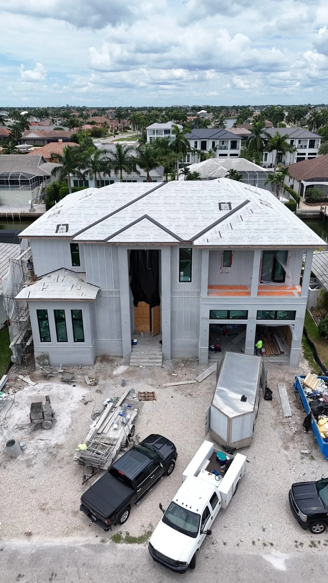 Dry in stage of custom home build on Marco Island FL by Alexander2 Construction
