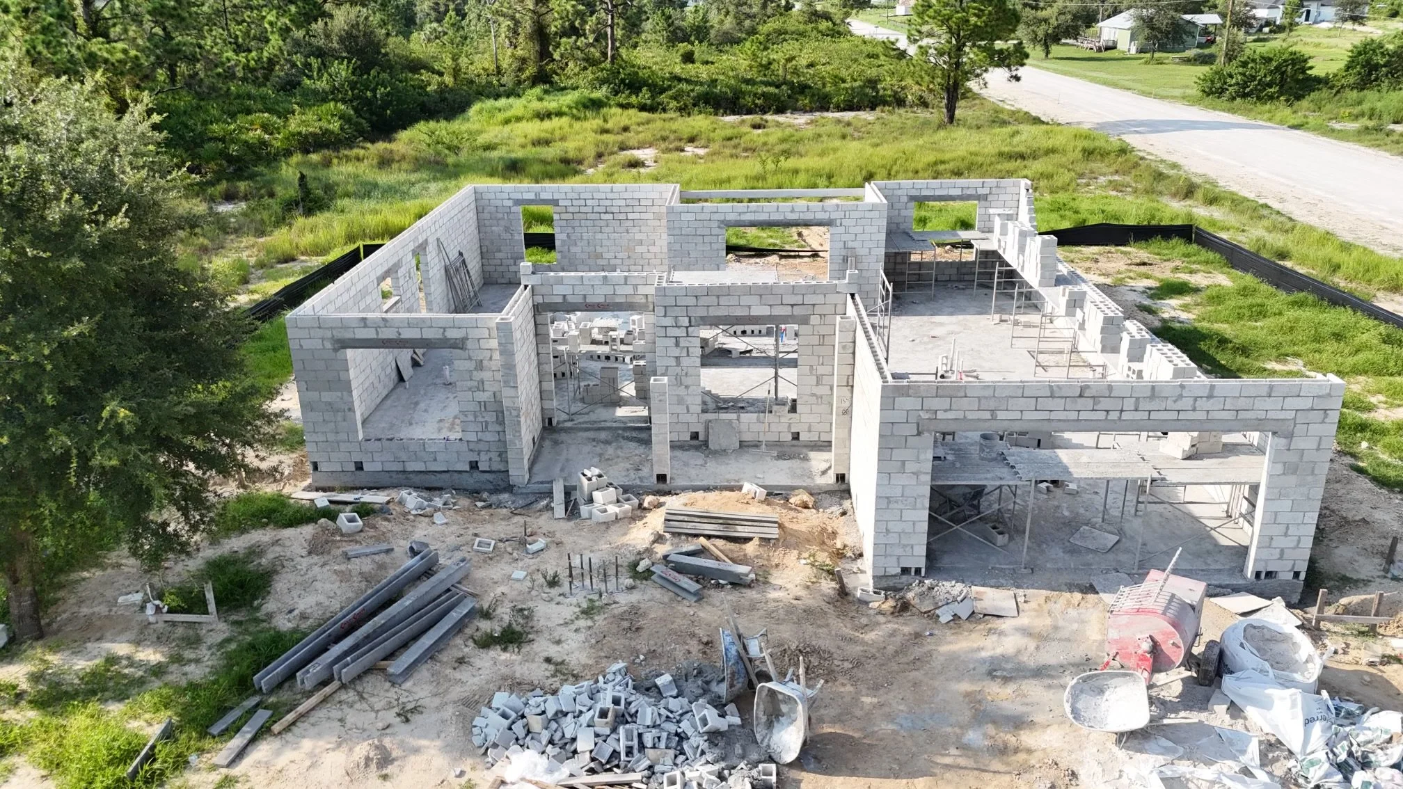 Block wall construction for custom home Fort Myers FL — Alexander2 Construction