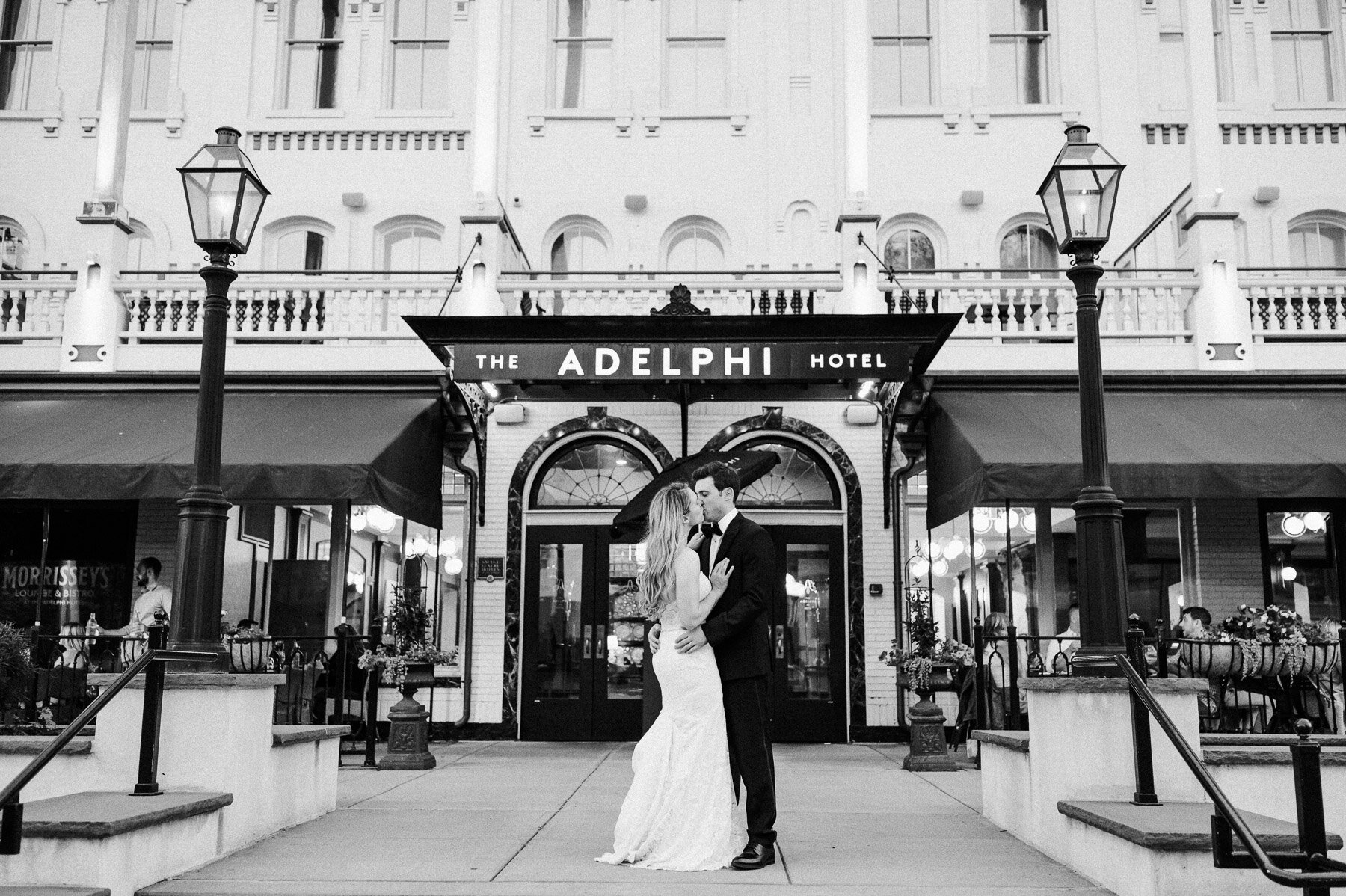 Adelphi Hotel wedding black and white 