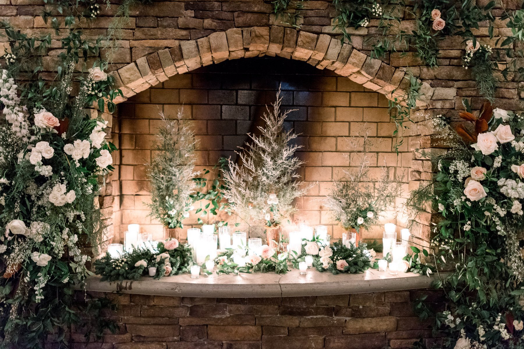 Ryland Inn Coach House Winter Wedding Candlelight and Decor by Twisted Willow Flowers