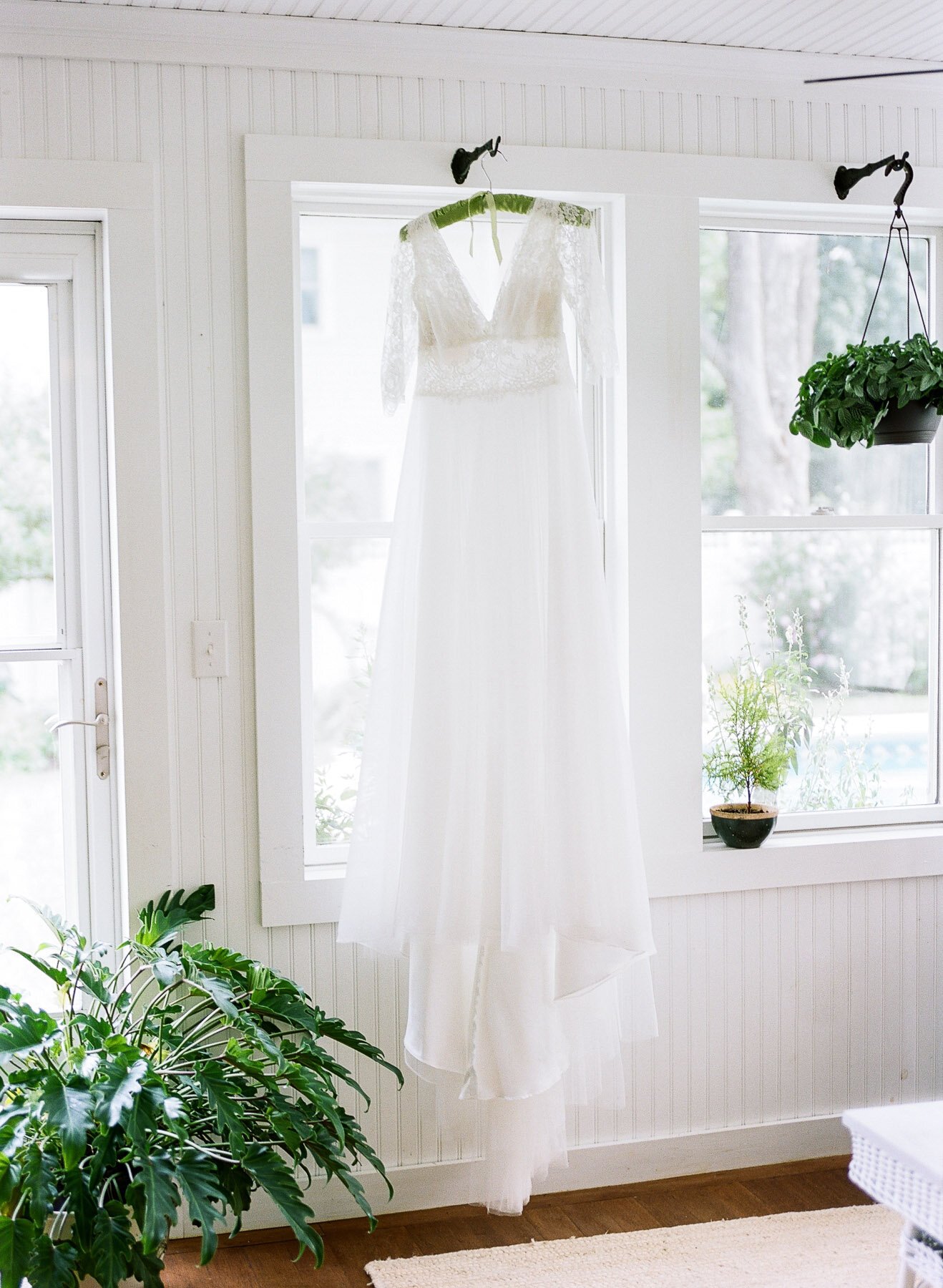 Wedding dress in home. 