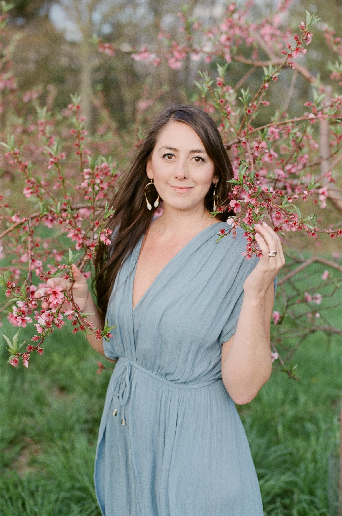 Mother Portrait with Peach Blossoms in NY