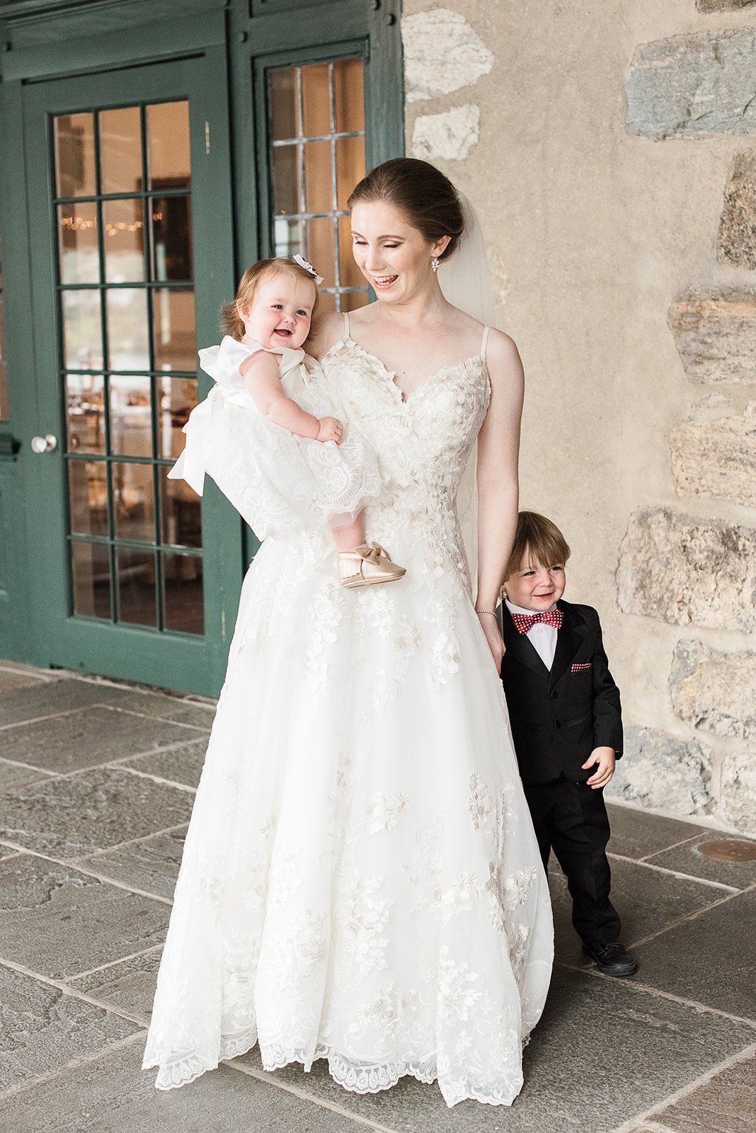 Flower girl and ring bearer photo with the bride