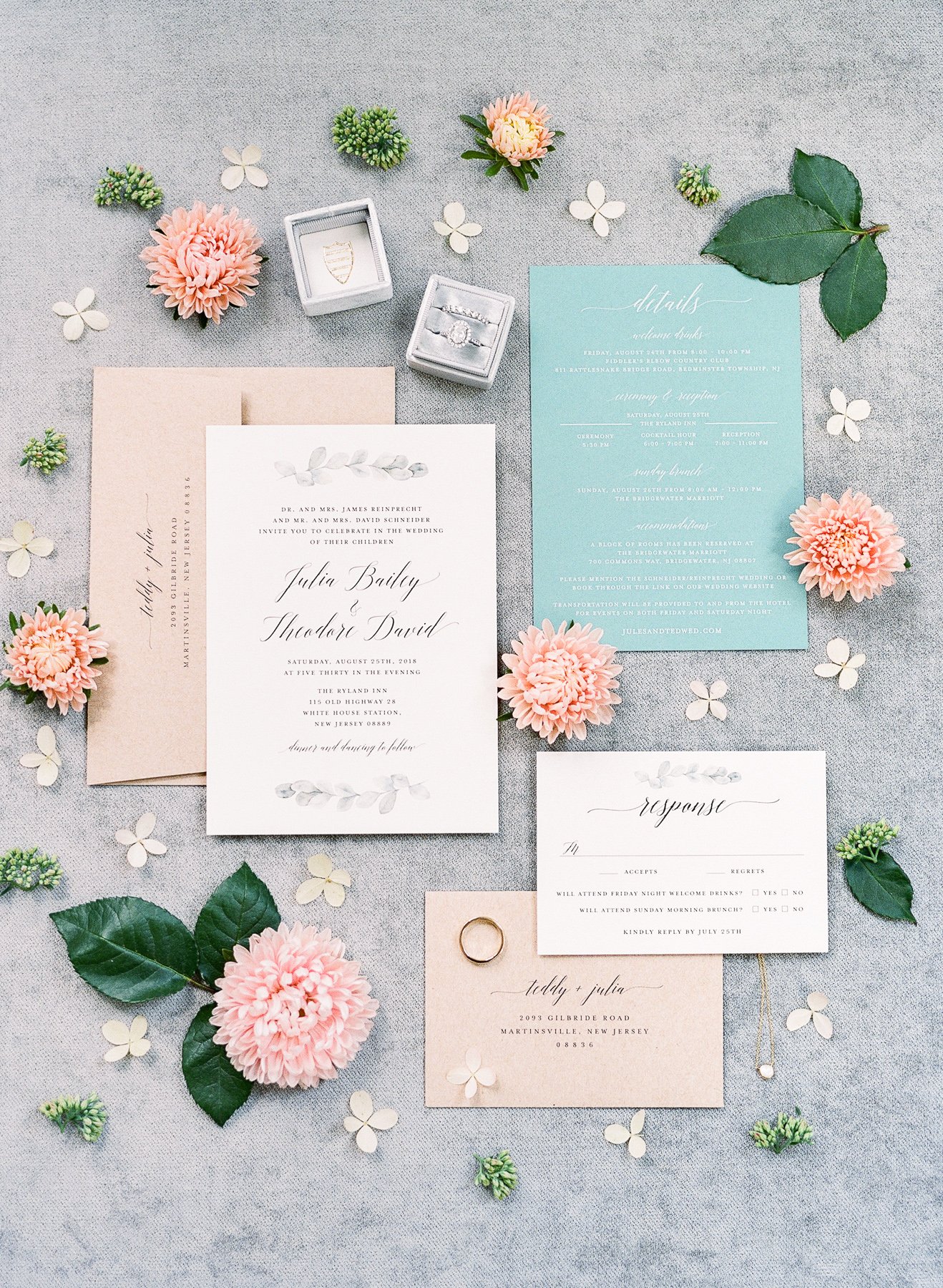 Blue Invitation Suite on Locust Collection Styling Board