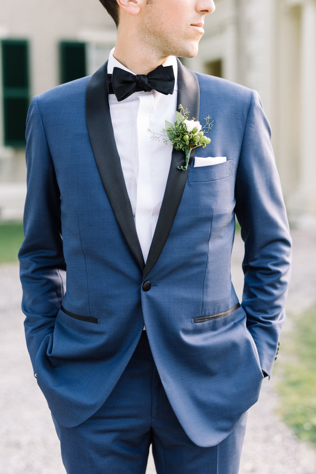 Manchester Vermont Wedding Groom Wearing Blue Suit Supply Tux