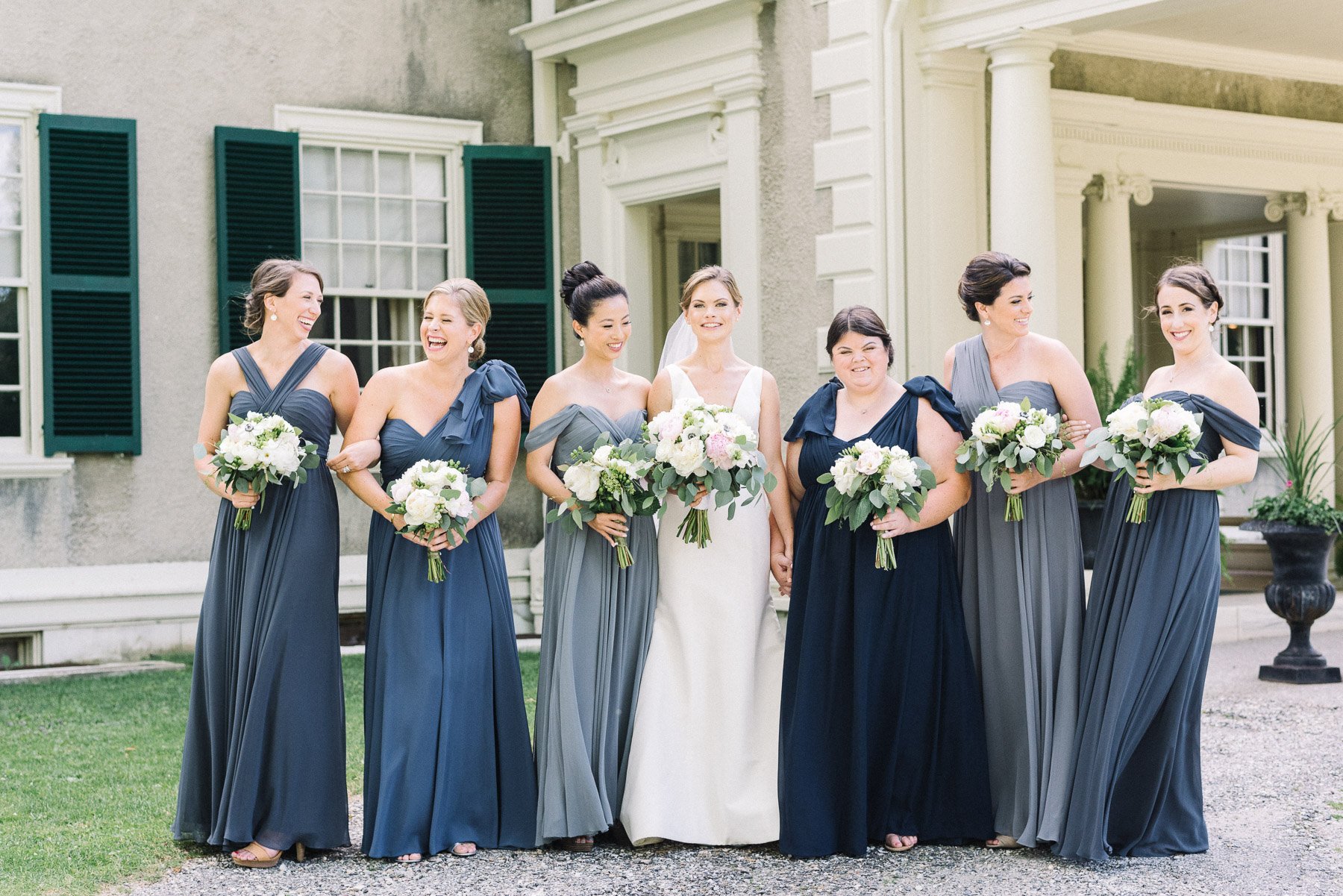 Manchester Vermont Wedding Bridesmaid Dresses in Shades of Blue