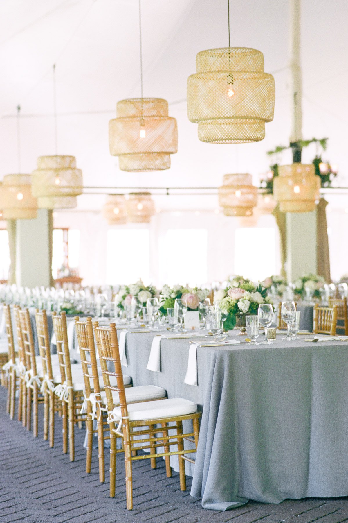 Manchester Vermont Wedding Hildene Estate Reception Tent Details with Ikea Lantern Lights
