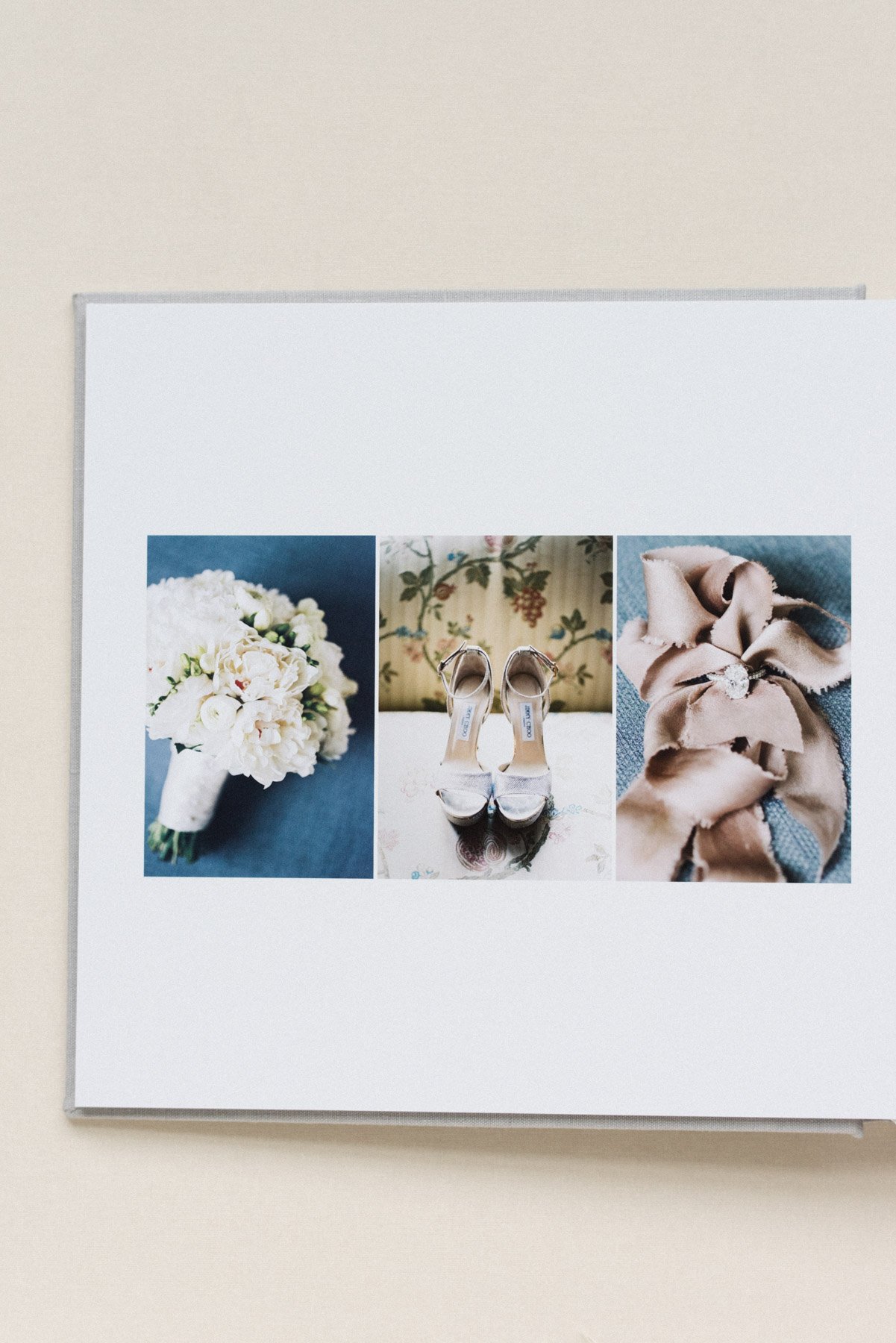 NJ Wedding Photographer Fine Art Luxe Linen Wedding Album with Gold Foil