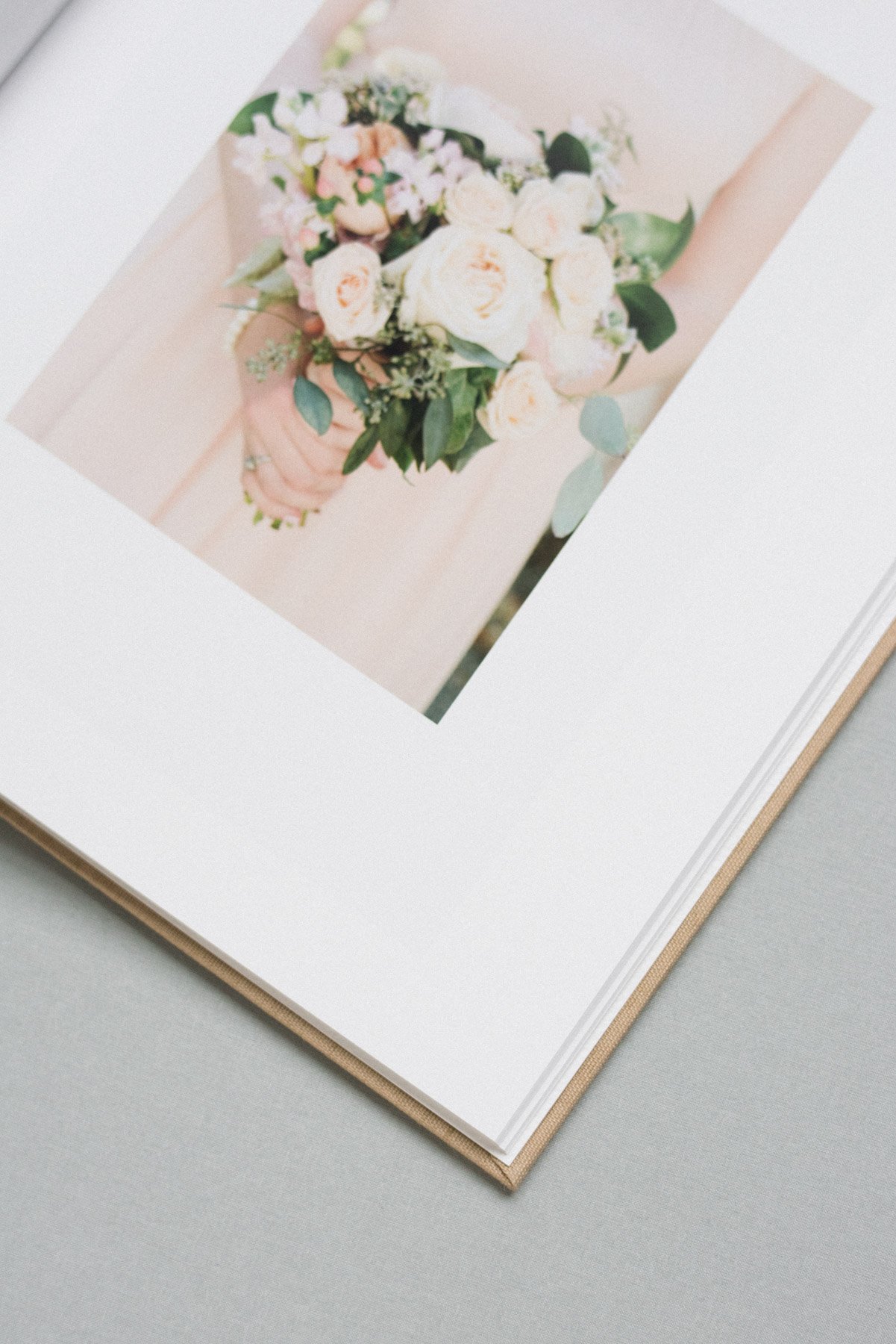 NJ Wedding Photographer Fine Art Linen Wedding Book with Magazine Style Pages