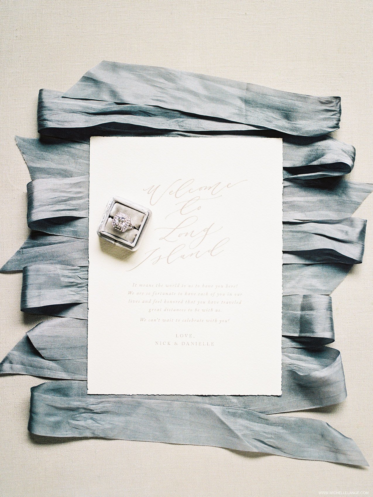 NY Wedding Photographer with Linen and Leaf Invitations