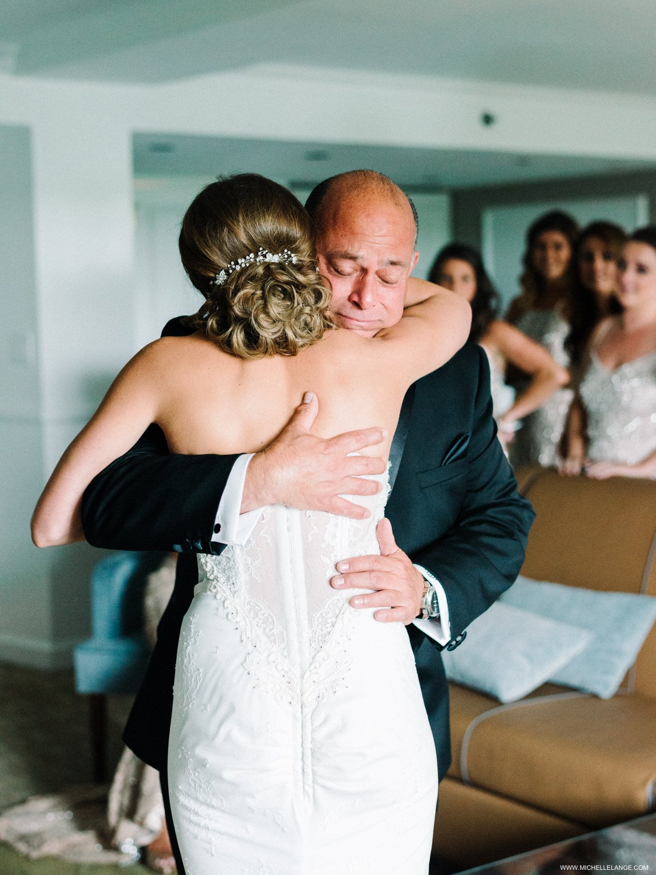 NY Wedding Photographer with Father of the Bride Hug