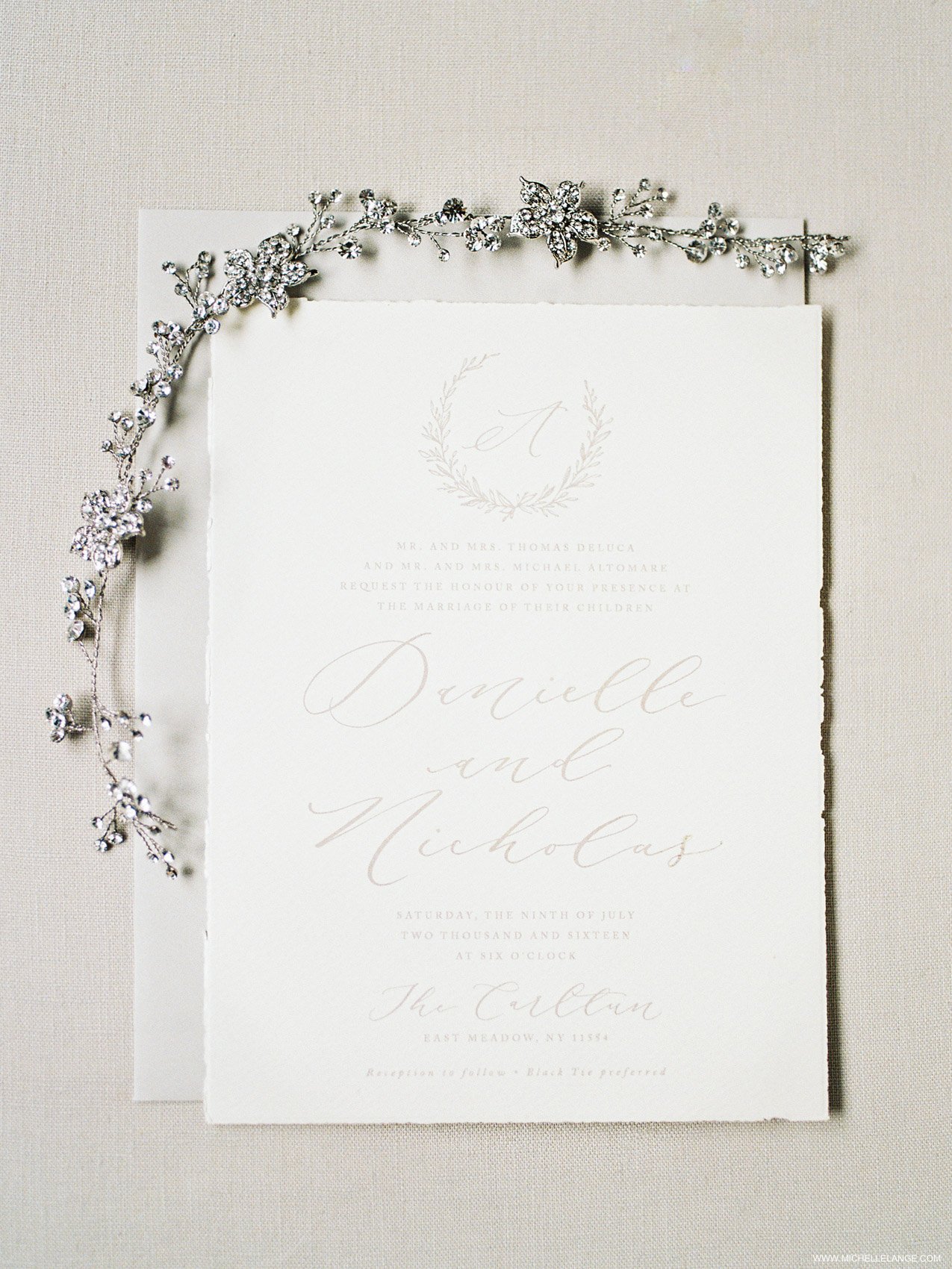 NY Wedding Photographer with Linen and Leaf Invitations