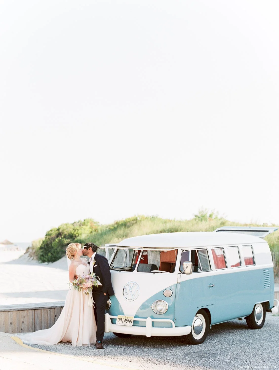 NJ Wedding Photographer at Hotel Icona in Cape May with Vintage VW Bus