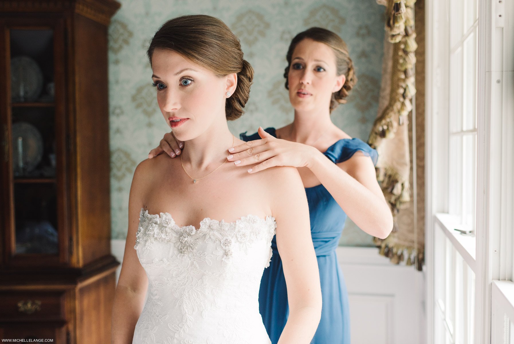 Bride Getting Ready Riverhouse at Rumson Country Club Wedding 