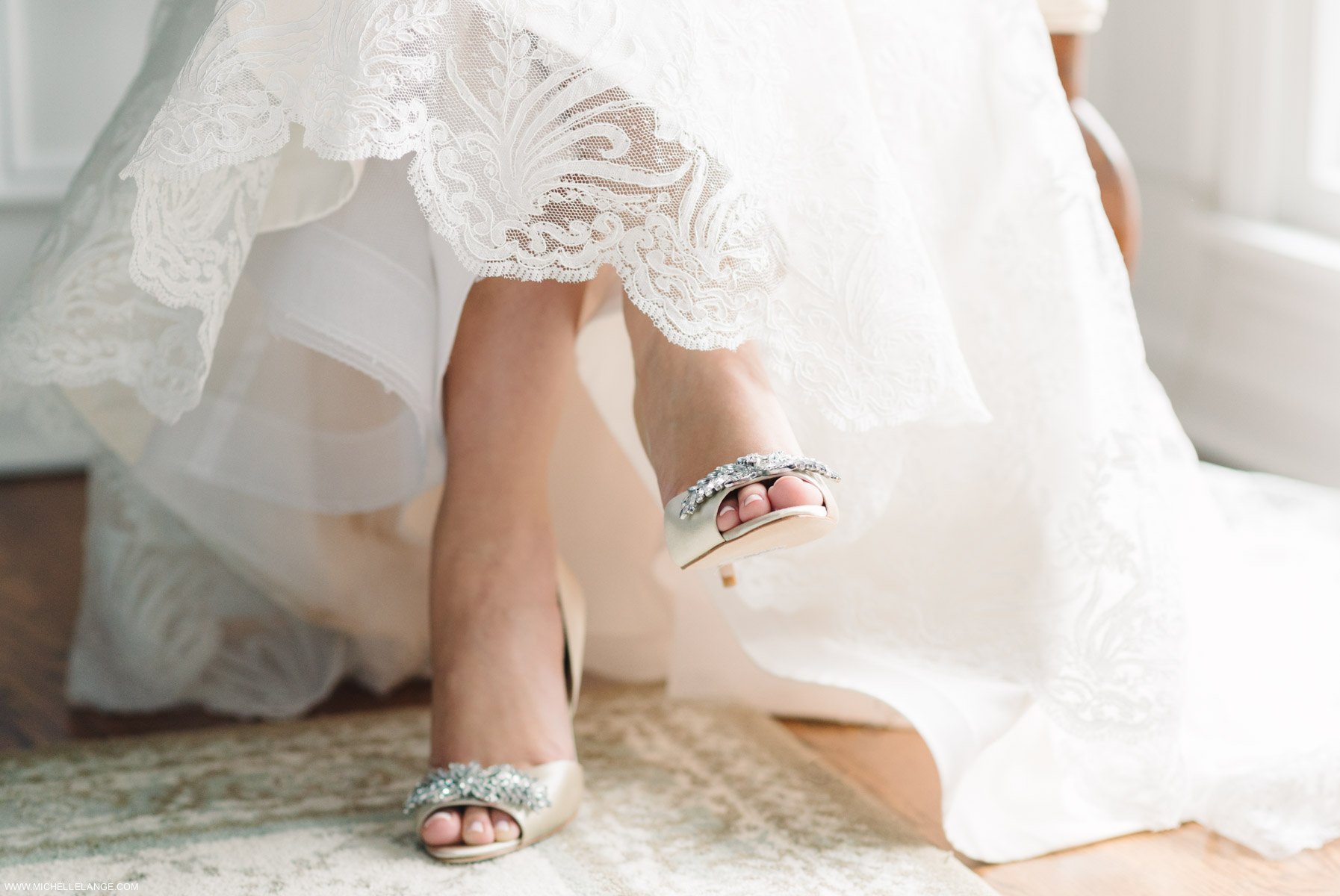 Badgley Mischka Shoes Riverhouse at Rumson Country Club Wedding 