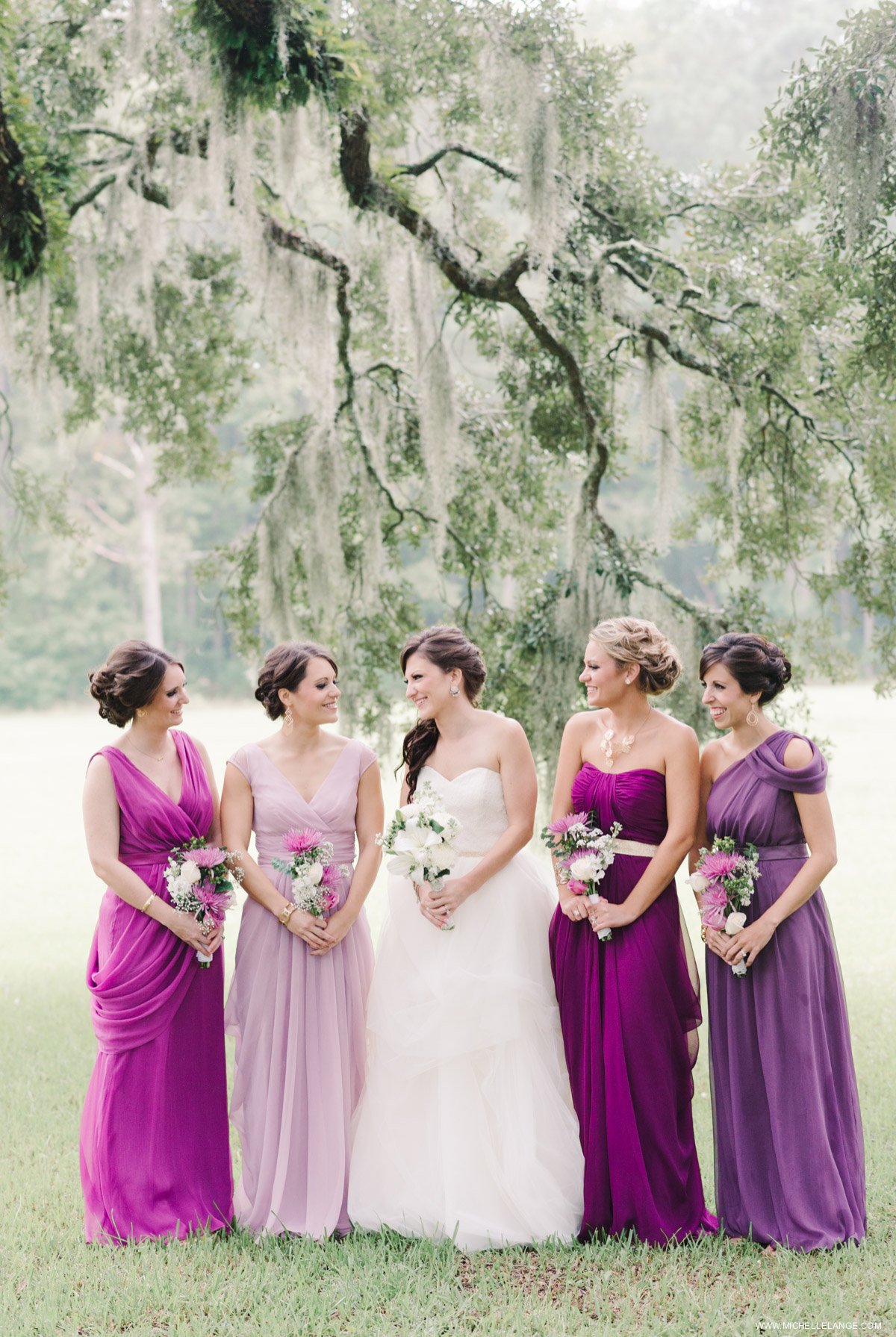 Purple Bridesmaids Charleston Runnymede Plantation Wedding