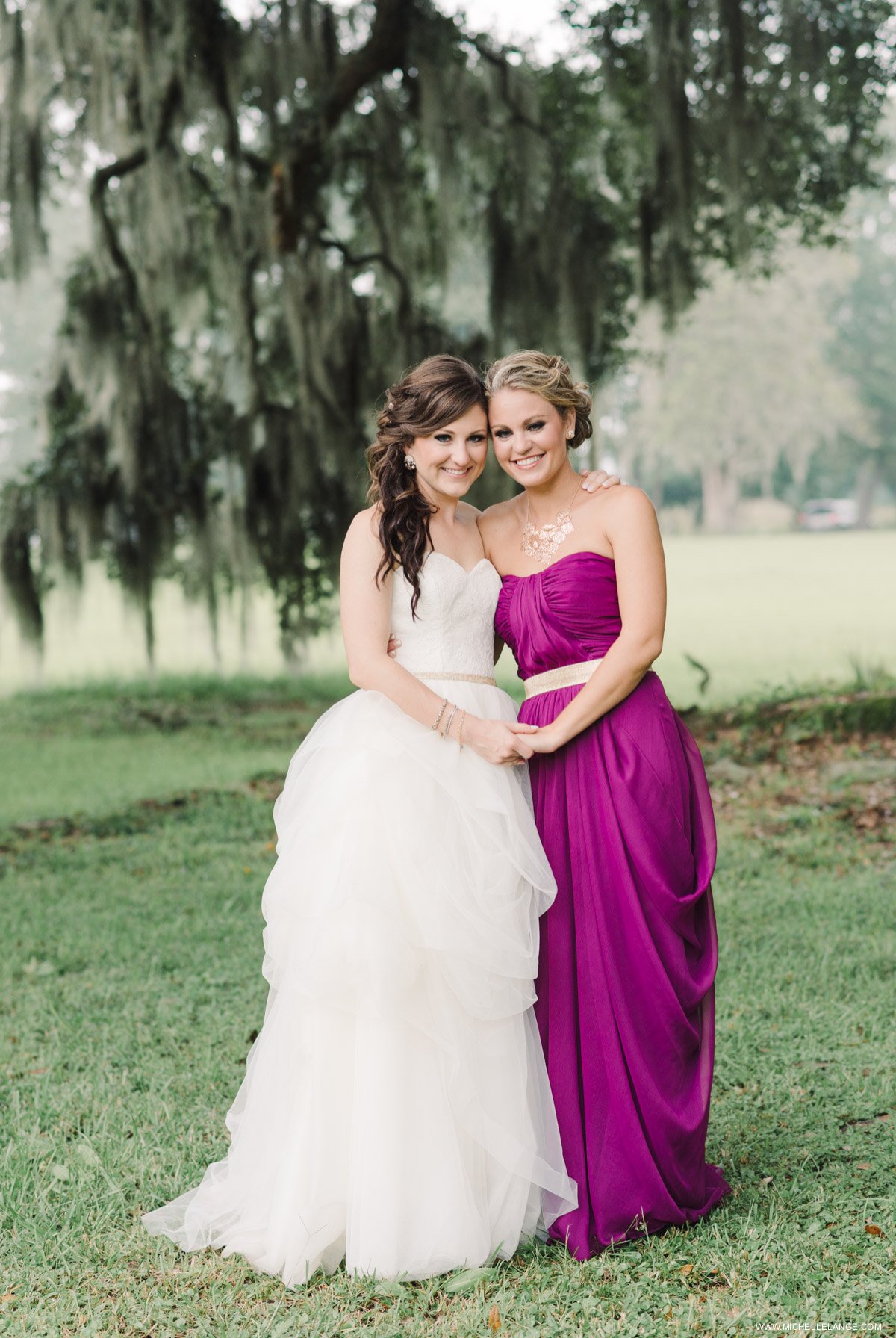 Maid of Honor and Bride Charleston Runnymede Plantation Wedding