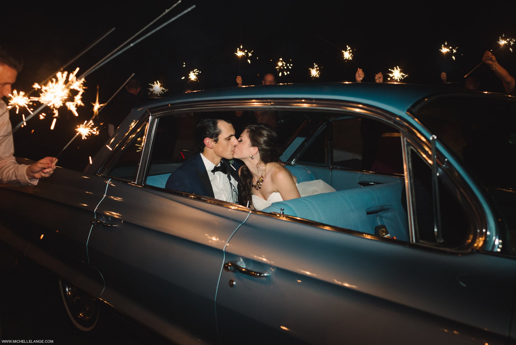 Vintage Car Sparklers Charleston Runnymede Plantation Wedding