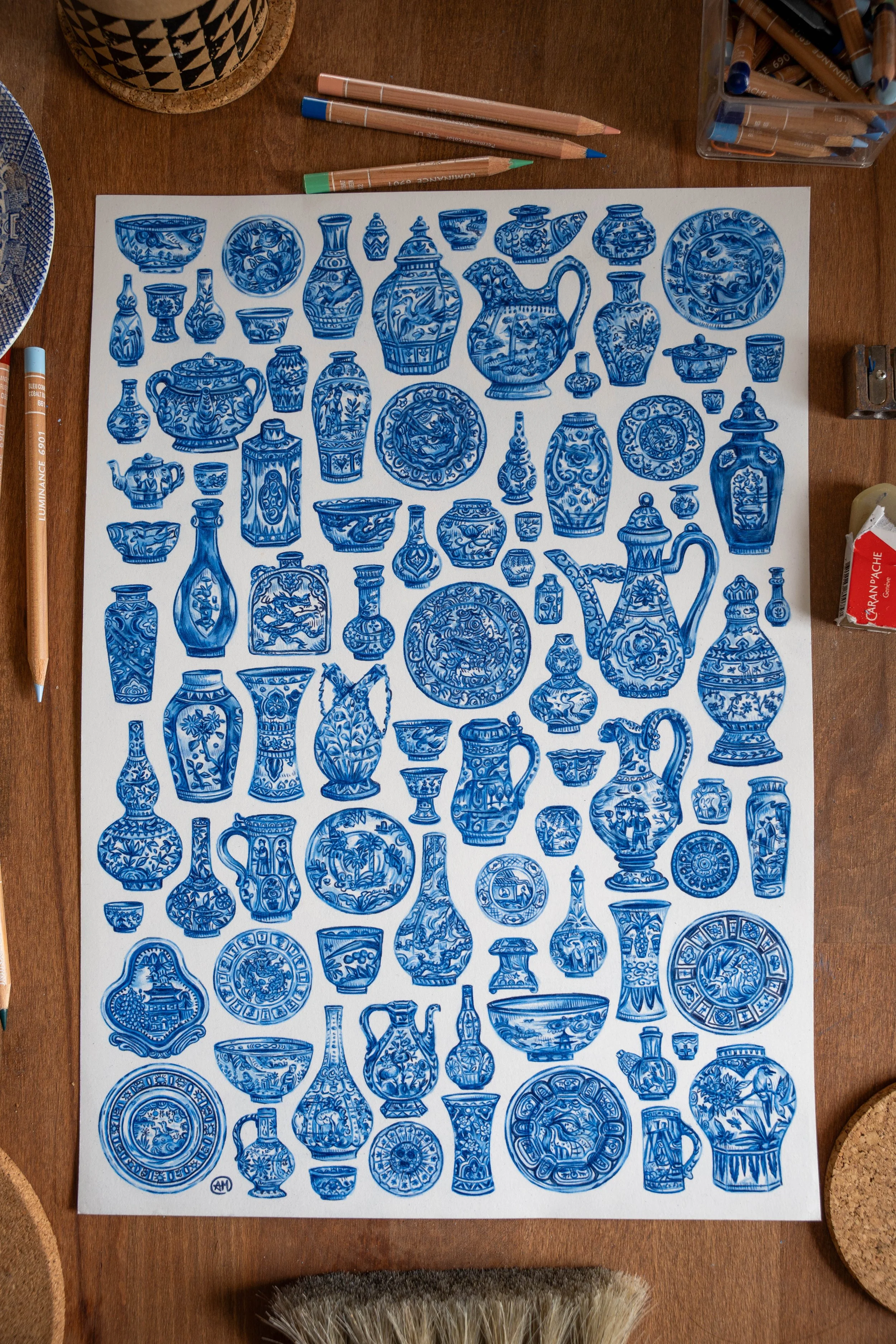 Asian Blue - Alice Mawdsley Coloured Pencil Illustration - Original.jpg