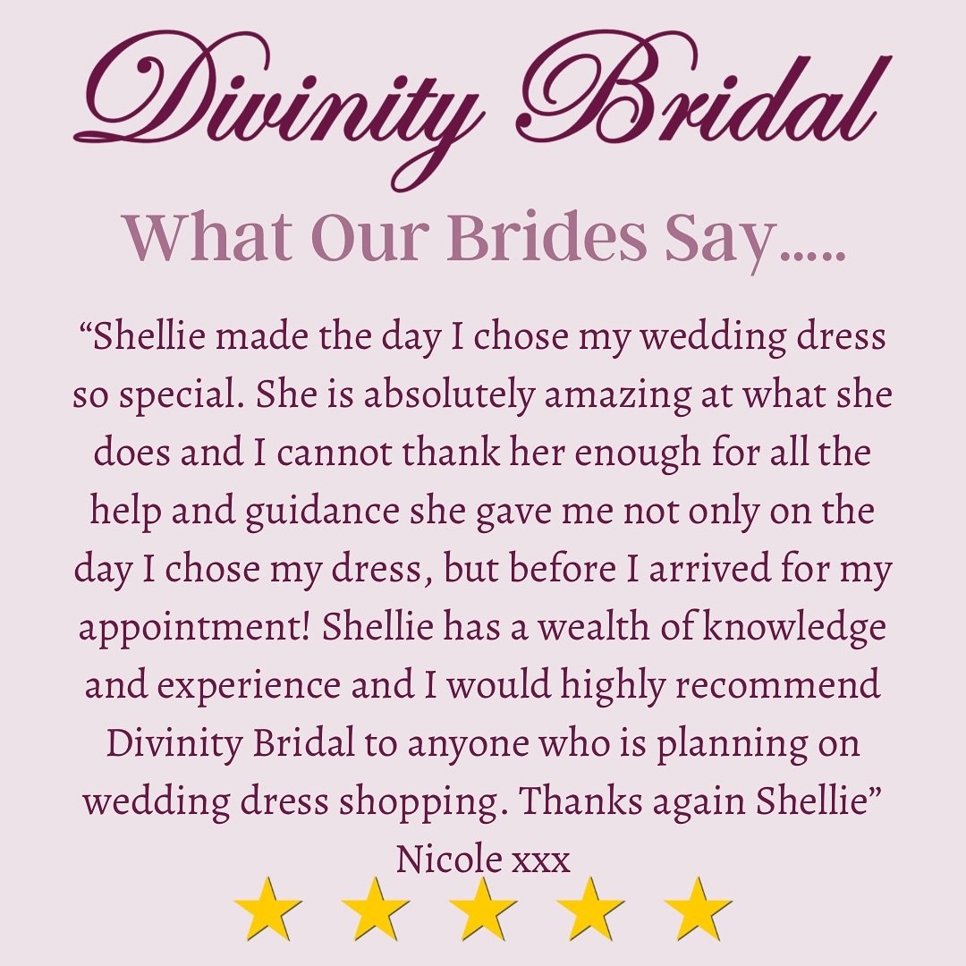 A huge thank you to our wonderful bride Nicole for sharing such a lovely review - we loved helping you find your special dress! 🌟

At Divinity Bridal, we&rsquo;re here to support our brides every step of the way, starting even before you walk throug