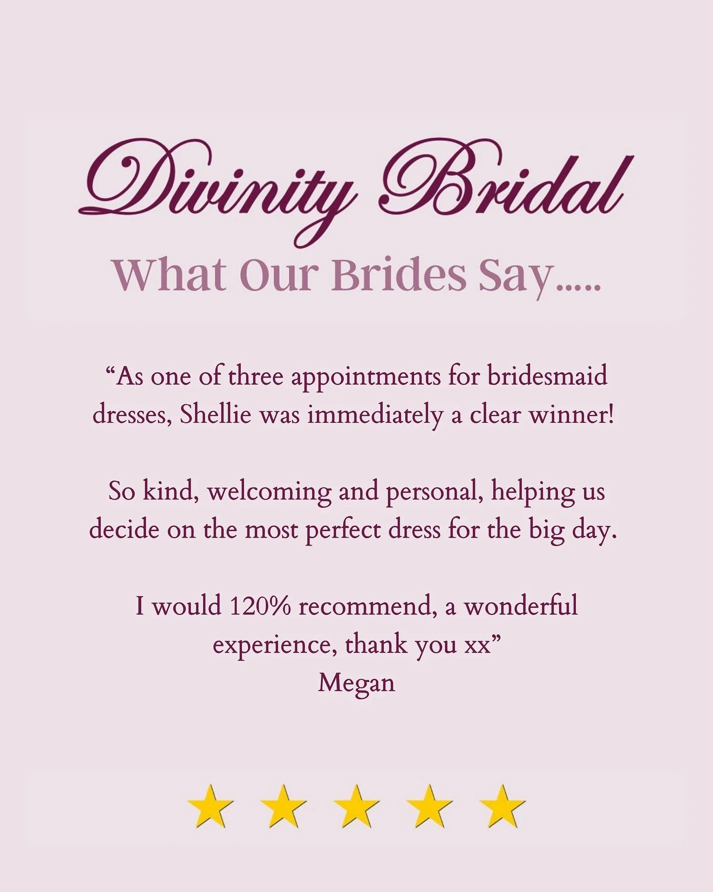 Megan, thank you so much for your lovely review 🤍

We had the best time helping you find the perfect bridesmaid dresses, it was such a fun appointment and you were an absolute joy to have in the boutique!! 🫶

Hearing that you felt welcomed and care