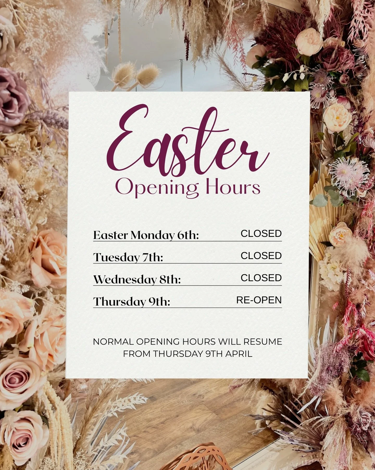 Easter Opening Hours 🐣🤍✨

We&rsquo;ll be closed Easter Monday, Tuesday &amp; Wednesday, and back open as normal on Thursday 9th. 

We hope you all have the loveliest Easter weekend and we can&rsquo;t wait to be back in the boutique, welcoming and h
