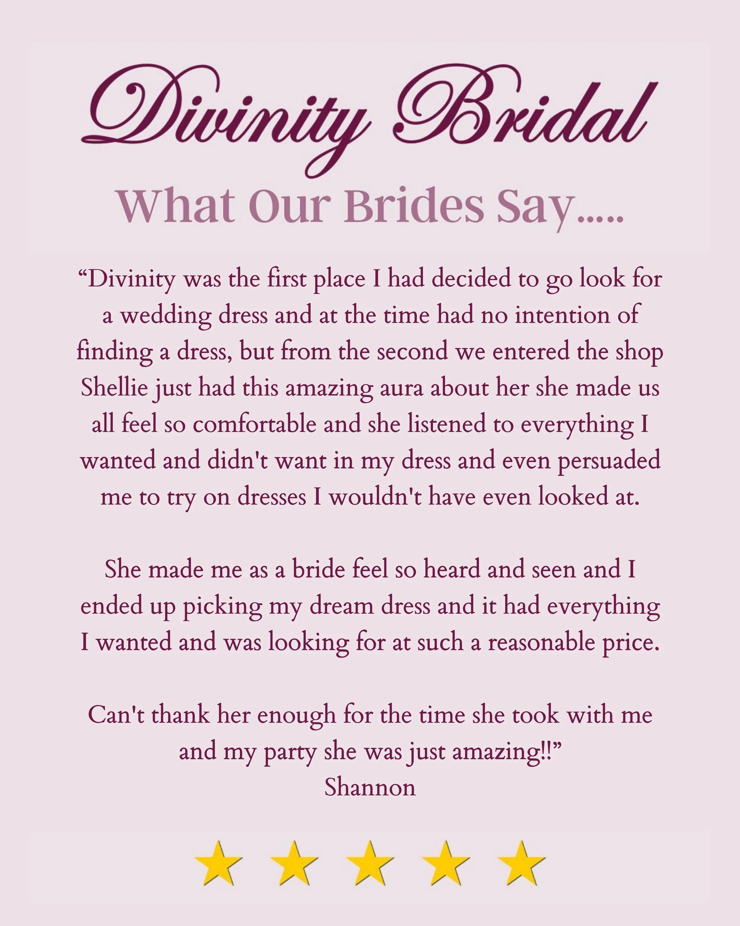 This review is such a special one 🤍✨

One of the things we hear time and time again about Shellie is how she instantly puts brides at ease from the moment they walk through the door&hellip; and this review sums that up perfectly! 

Shannon came to h