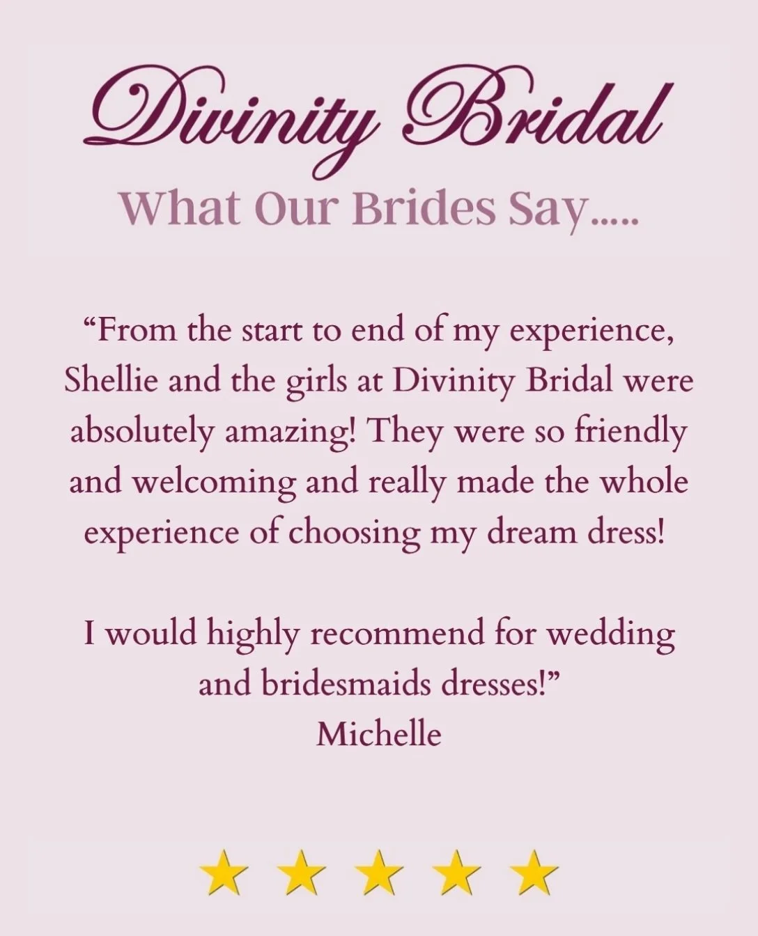 Nothing makes us happier than hearing our brides have loved their experience with us!! 🤍

Finding your wedding dress is SUCH a special part of your bridal journey, and we always want the experience of choosing it to be just as lovely as the dress it