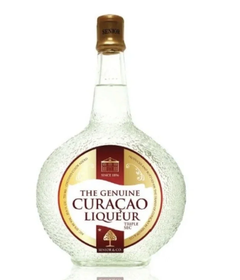 Bottle of genuine Curacao liqueur from Curacao.