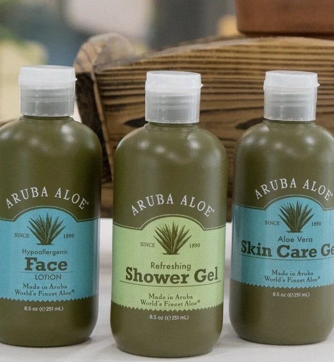 Aruba aloe skincare products and natural cosmetics in Aruba.