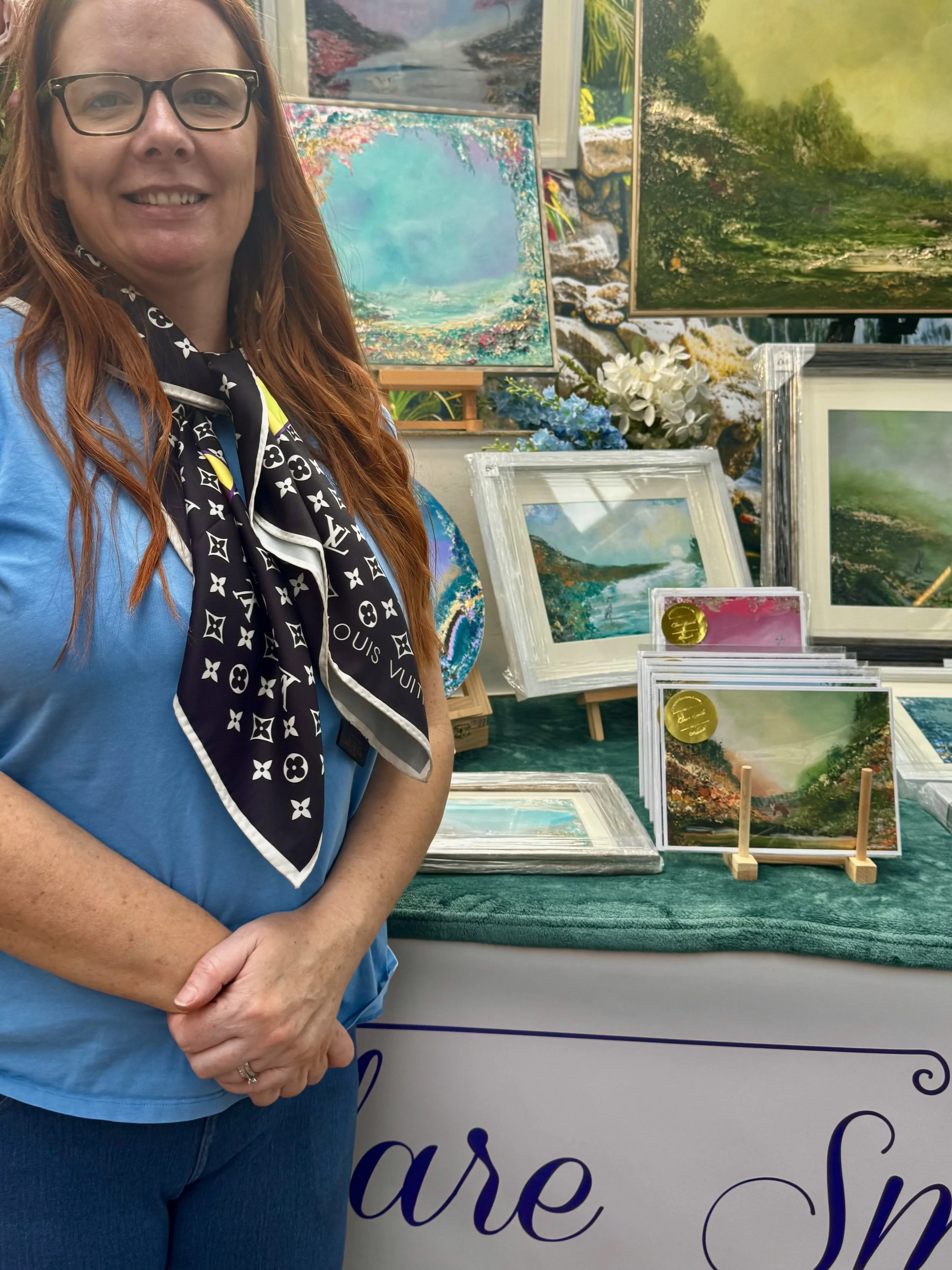 Clara Smith and her artworks.