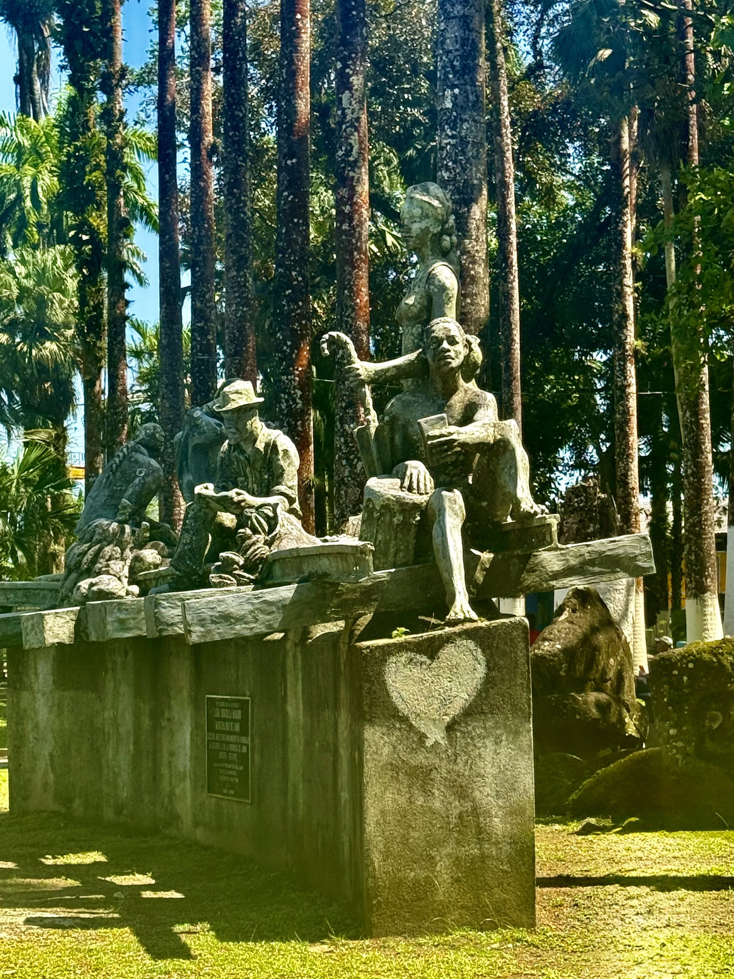 Historic sculptures in Parque Vargas in Limon, Costa Rica.