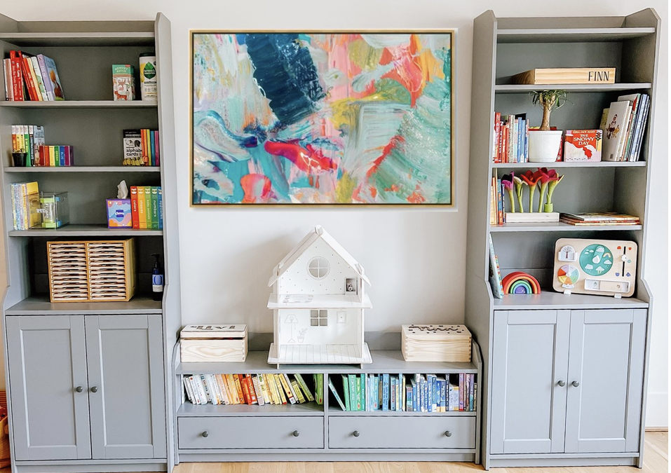 A Colorful + Bright Playroom with TONS of Storage!!