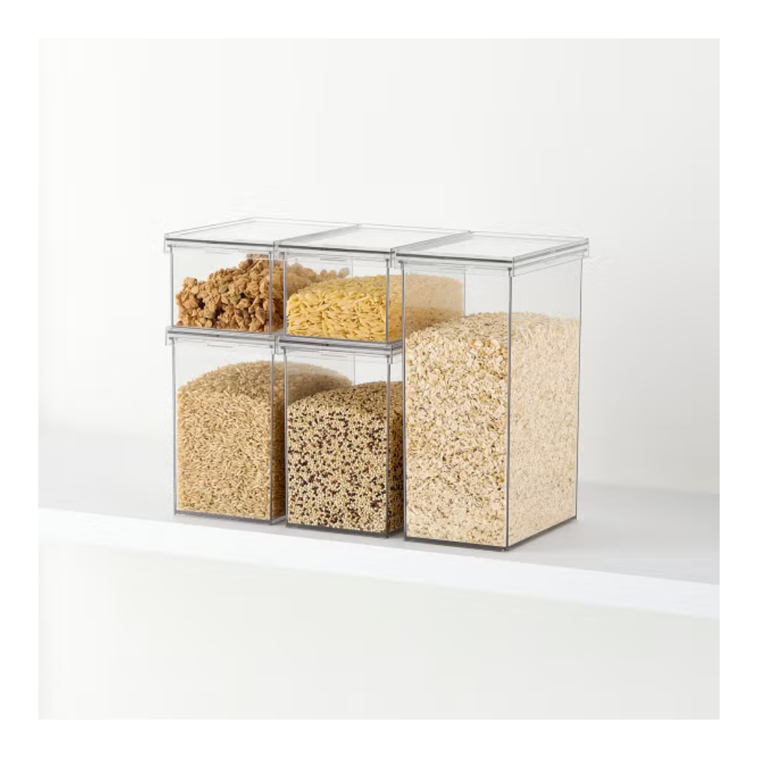 set of clear airtight canisters