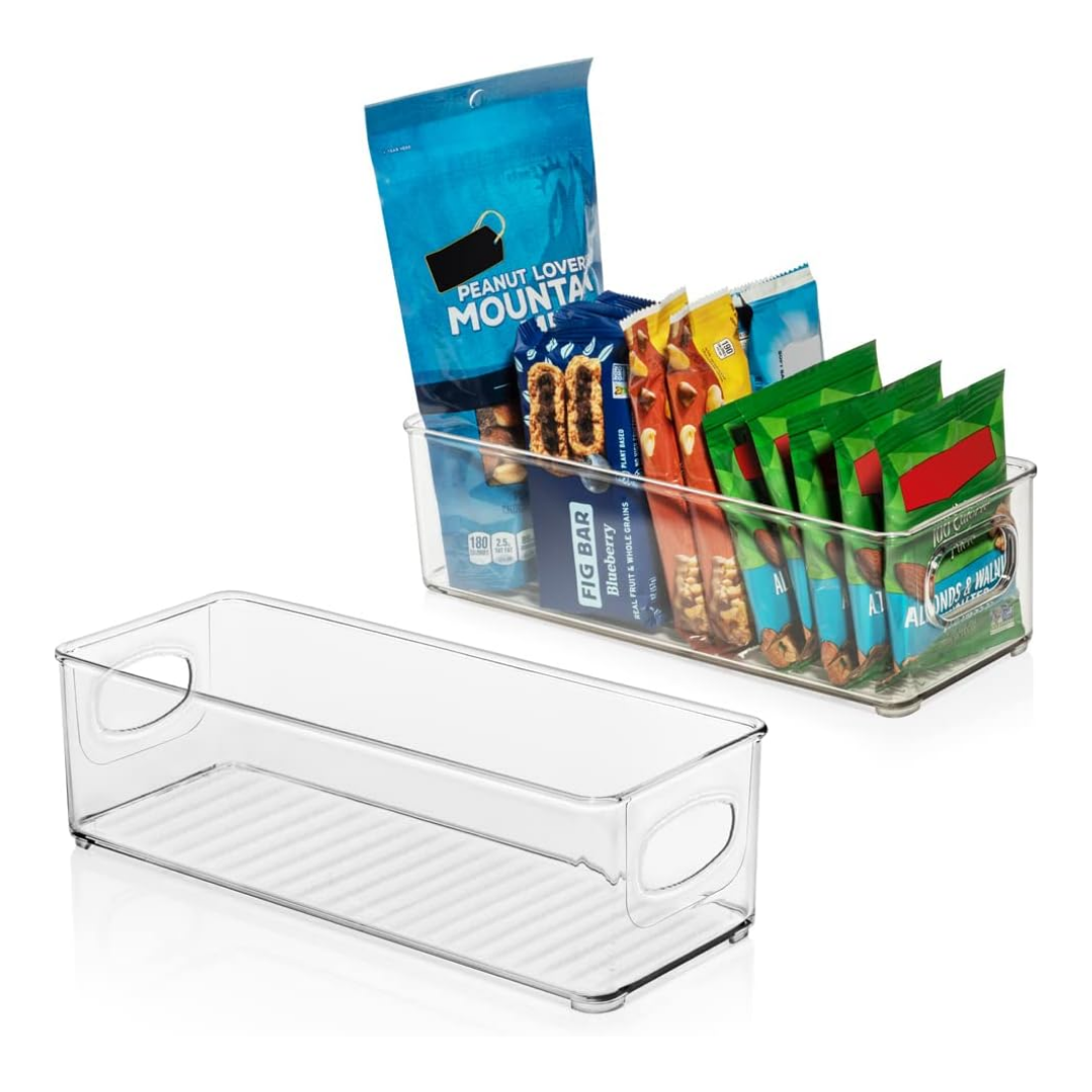 set of 2 very narrow clear bin organizers