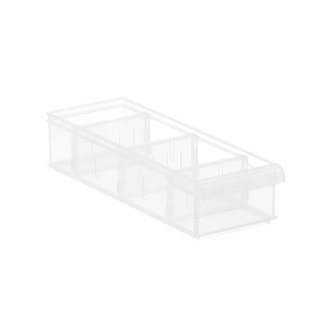clear divided pantry bin with wheels
