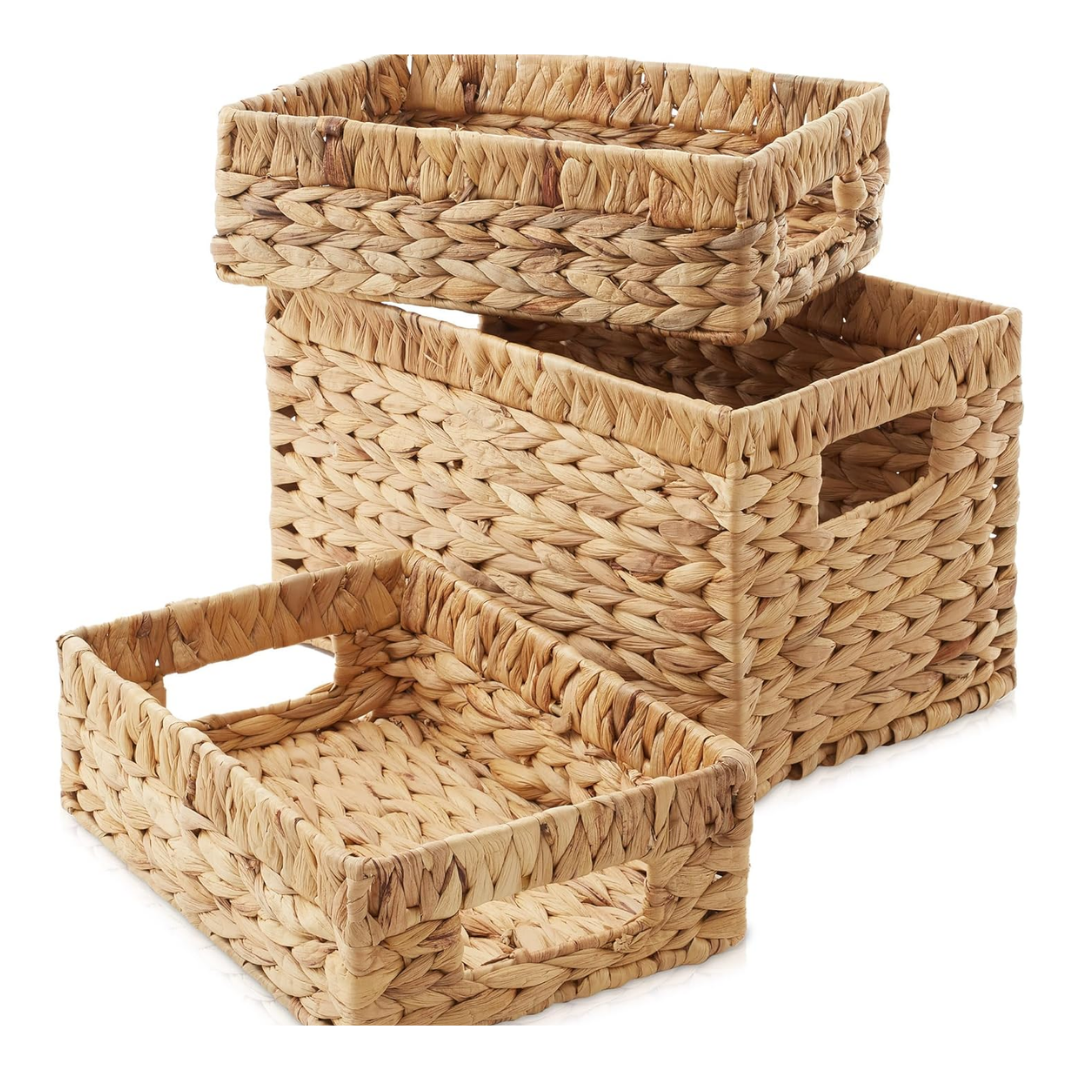 woven hyacinth basket set of 3