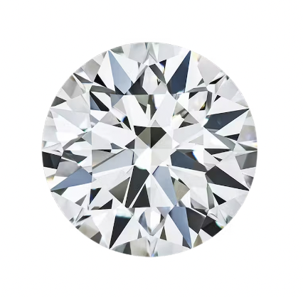 Round brilliant cut diamond with multiple facets reflecting light.