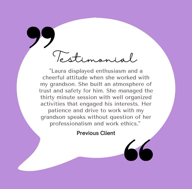 Check out this review from a previous client. When clients trust their therapist, a meaningful connection is made and they make better progress! 

Do you need a speech therapist who will focus on connection over compliance? Reach out! 
🌟Phone: 336-5