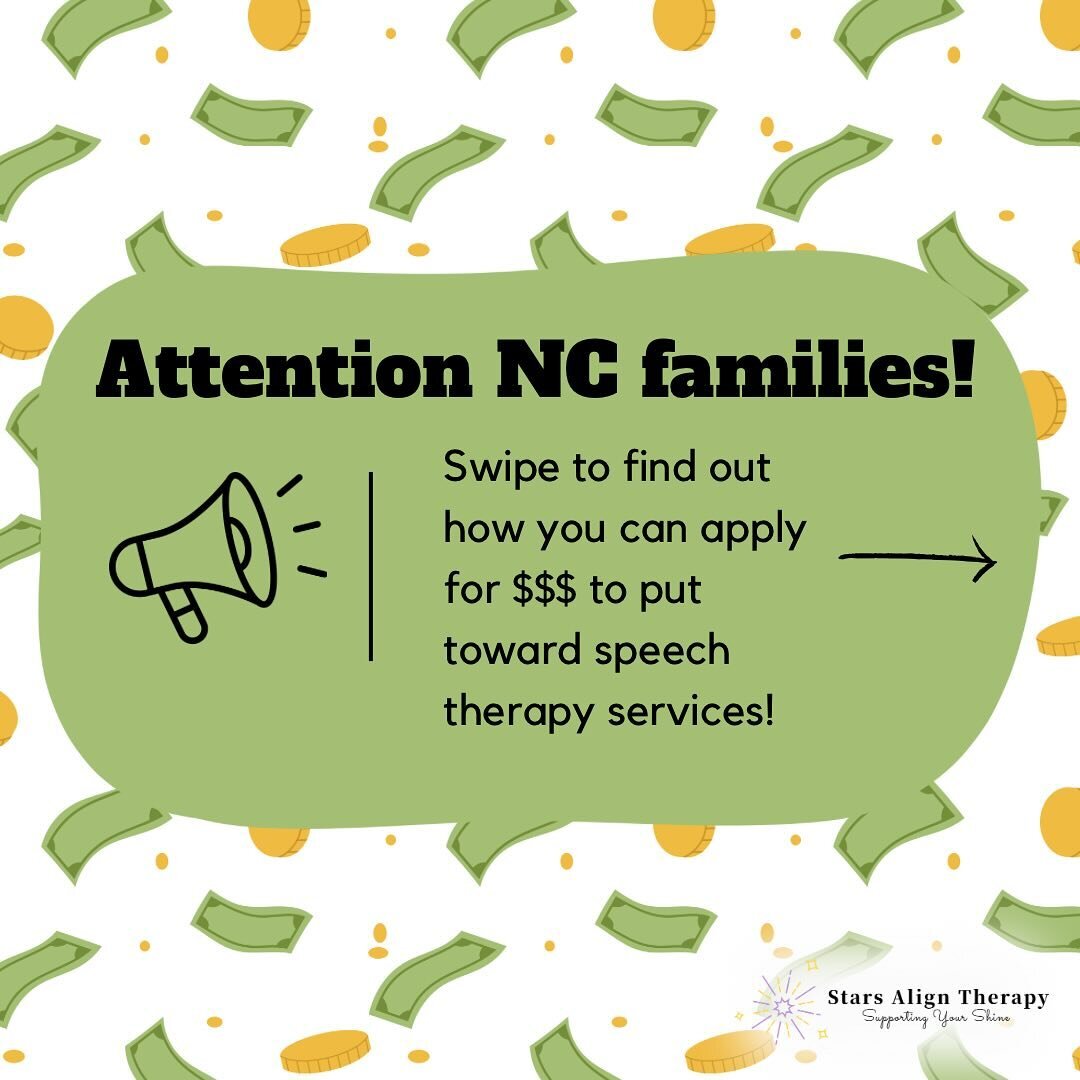 Did you know there&rsquo;s scholarships that can pay for speech therapy services? NC families, Apply this month! 

Image ID in comments.