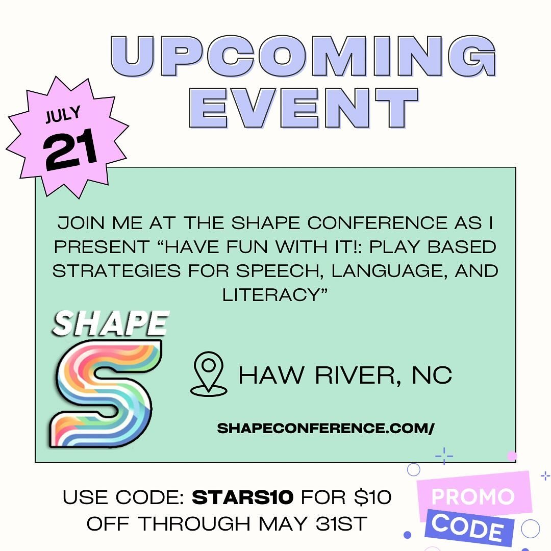 Come and join me this July at the SHAPE conference! You can grab tickets at the link, make sure to use my code: STARS10 for $10 dollars off through May 31st. 

Picture ID: 
Purple bold letters at top of the page show &ldquo;UPCOMING EVENT.&rdquo; Und