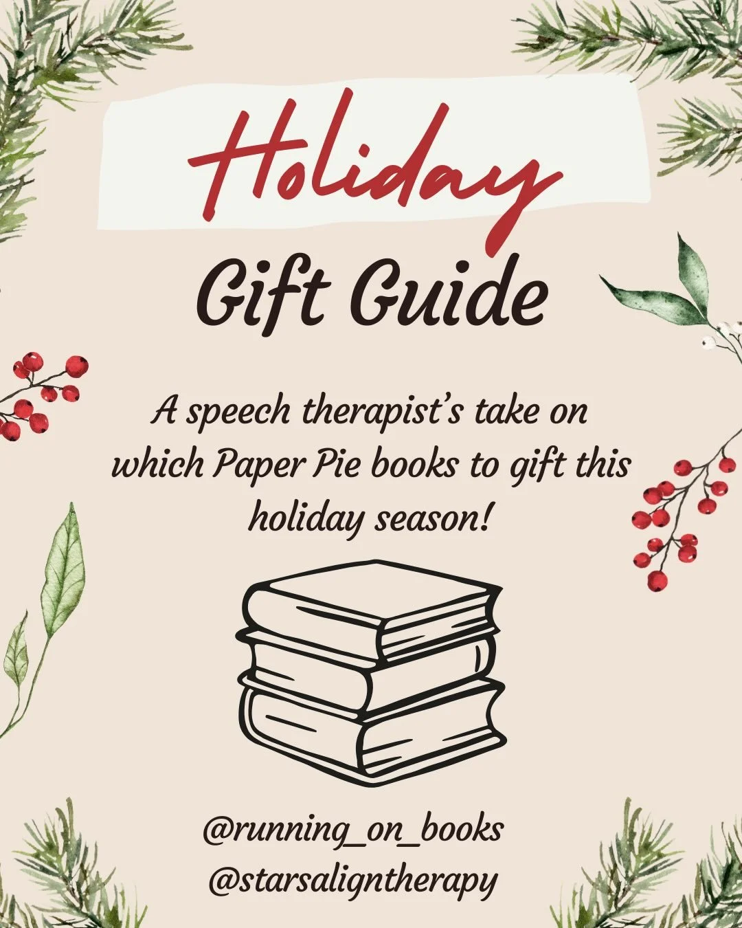 Whether you&rsquo;re going to the Holiday Market @brewed.bottled today or shopping online this holiday season, we&rsquo;ve got you covered! 📚 🎁 

#sharepaperpie #runningonbooks #speechtherapy #booksmakethebestgifts #speechtherapy