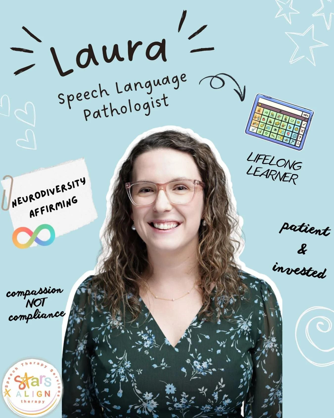 Your local, SUPER passionate, speech therapist. 

Specializing in: 
🌟 Early Intervention
🌟 Speech devices
🌟 Affirming support for neurodivergent kids and teens

📞 336-589-5406
📧 hello@starsaligntherapy.com
🖥️ starsaligntherapy.com

New headshot